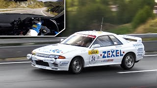 1990 Nissan Skyline GT-R R32 Group N Race Car Attacking a Swiss Mountain Pass + Helmet Camera!