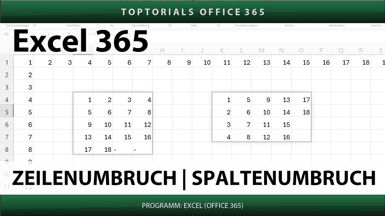ZEILENUMBRUCH SPALTENUMBRUCH Funktionen Ganz Einfach Excel 365 Zeilenumbruch spaltenumbruch funktionen ganz einfach excel 365
