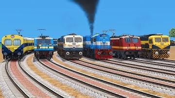 6 TRAINS CROSSING ON CURVED BUMPY RAILROAD TRACKS | Train Simulator 2022