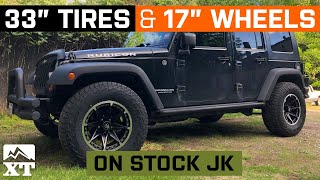Stock JK Wrangler | 33x11.5R17 | 17x9 Wheels  W&T Fitment