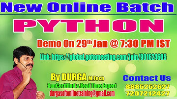 PYTHON Online Training by Mr. Durga Demo on 29th Jan @7:30PM IST