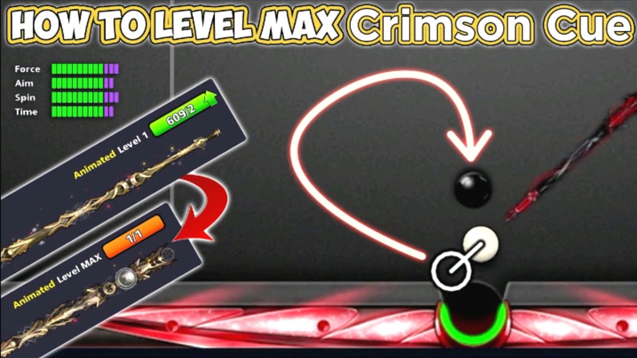 Crimson Moon Cue Level Max 600 Pices | Animated Cue _ 8 ball pool