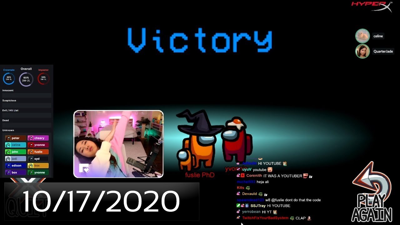 [10/17/2020] AMONG US with peter, edison, plebvonne, jodi, john, celine ...