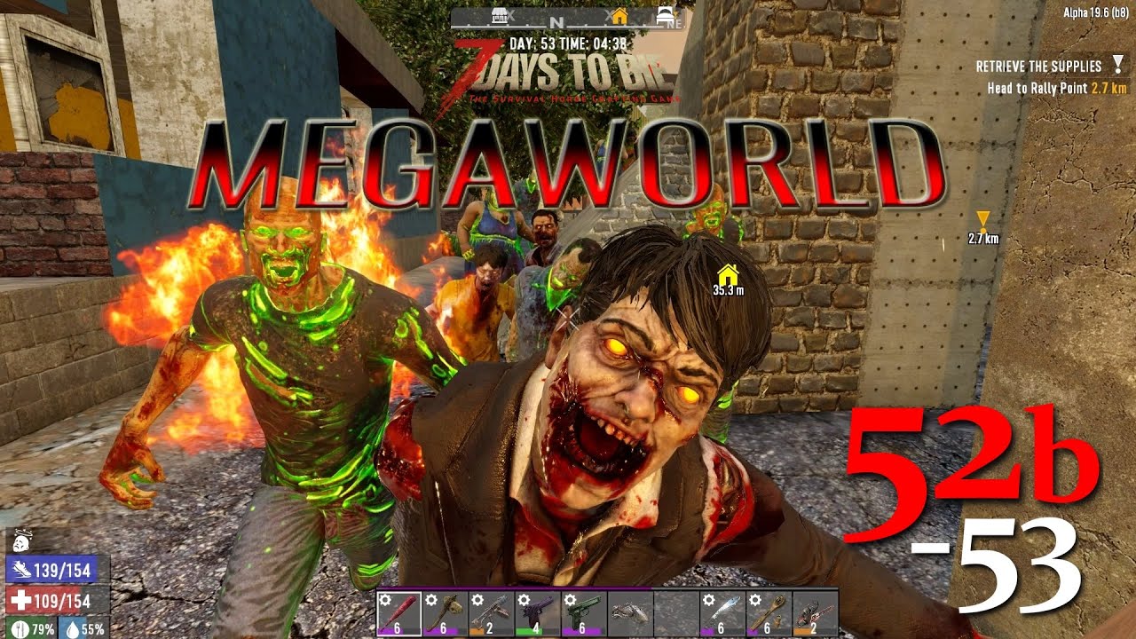 7 Days to Die - MegaWorld - Ep52b and 53 - KingGen - Crowd surfing during horde, so many radiateds!