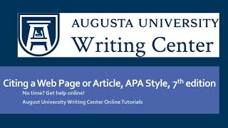 How to Cite a Web Page or Web Article in APA 7