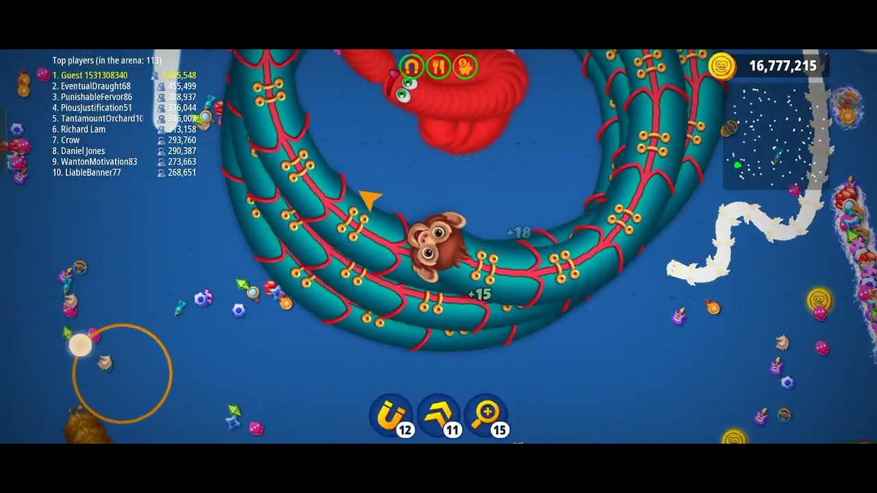 Worm zone io snake Big size Rs Total Gaming 2.0 #wormszone #subscribe 