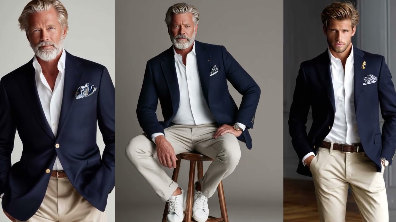 Образы от Ralph Lauren в бежевых и темно-синих тонах, которые придают уверенности мужчинам зрелог...