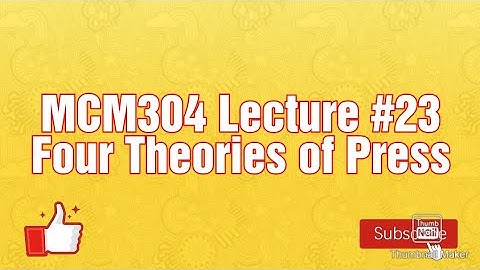 MCM304 || Lecture # 23 || Four Theories of the Press
