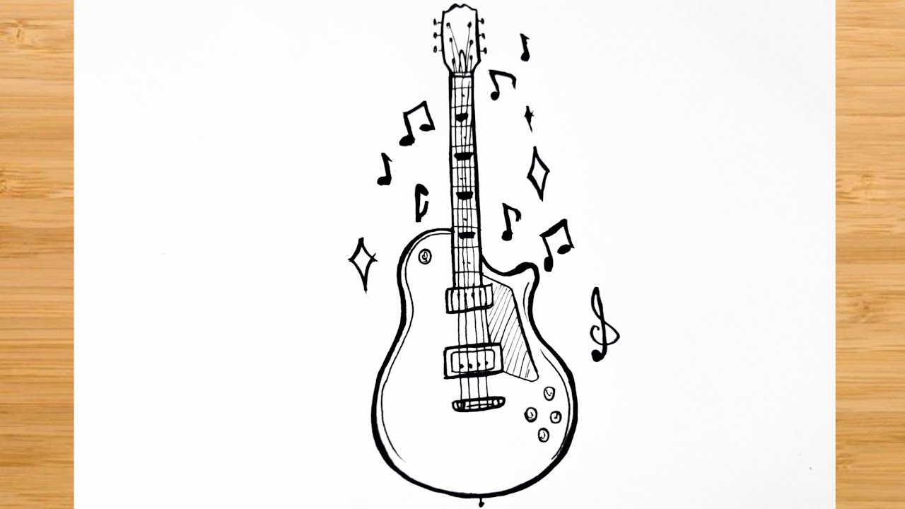 How to Draw a Guitar Easy | Step by Step Guitar Drawing Tutorial