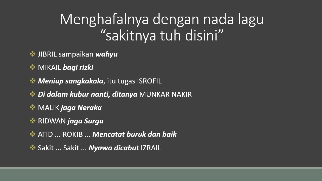 Lagu Nama-Nama Malaikat dan Tugasnya - YouTube