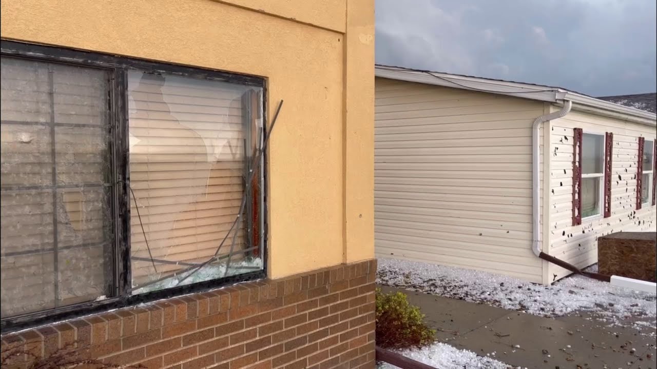 5723 Wind Driven Baseball size hail/damage in Grinnell, IA YouTube