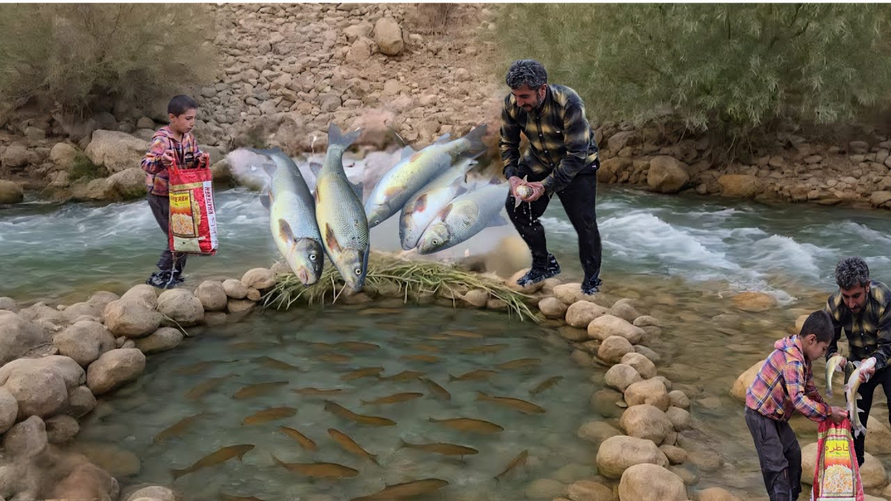 Секрет традиционных методов рыбной ловли кочевых народов в самом сердце бурной горной реки🐟