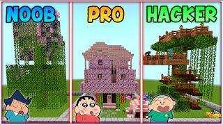 Minecraft tree house build challenge 😱🔥 | shinchan vs kazama vs masao 😂 | shinchan minecraft | funny