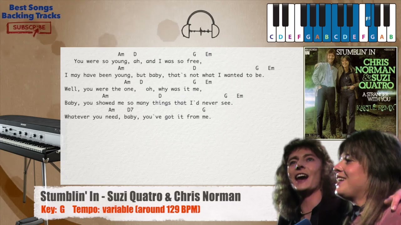 🎹 Stumblin' In - Suzi Quatro & Chris Norman Piano Backing Track with chords and lyrics