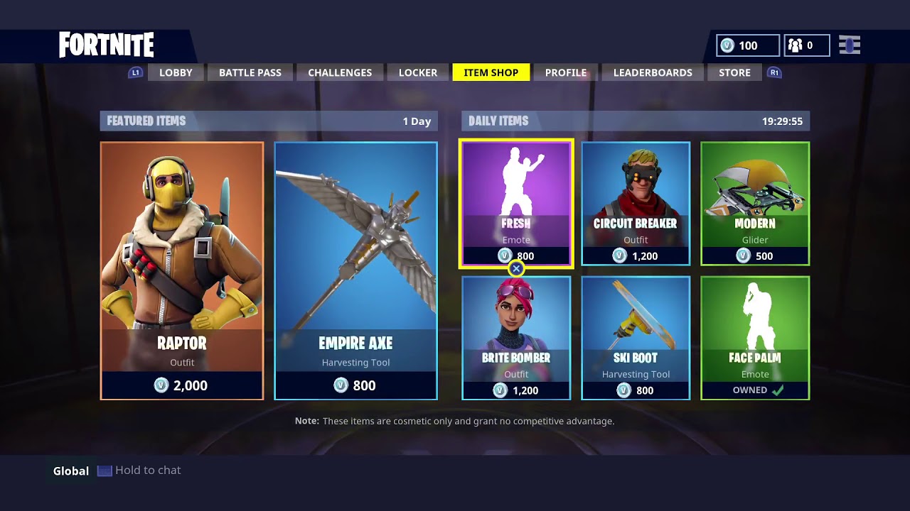 fortnite skins in shop