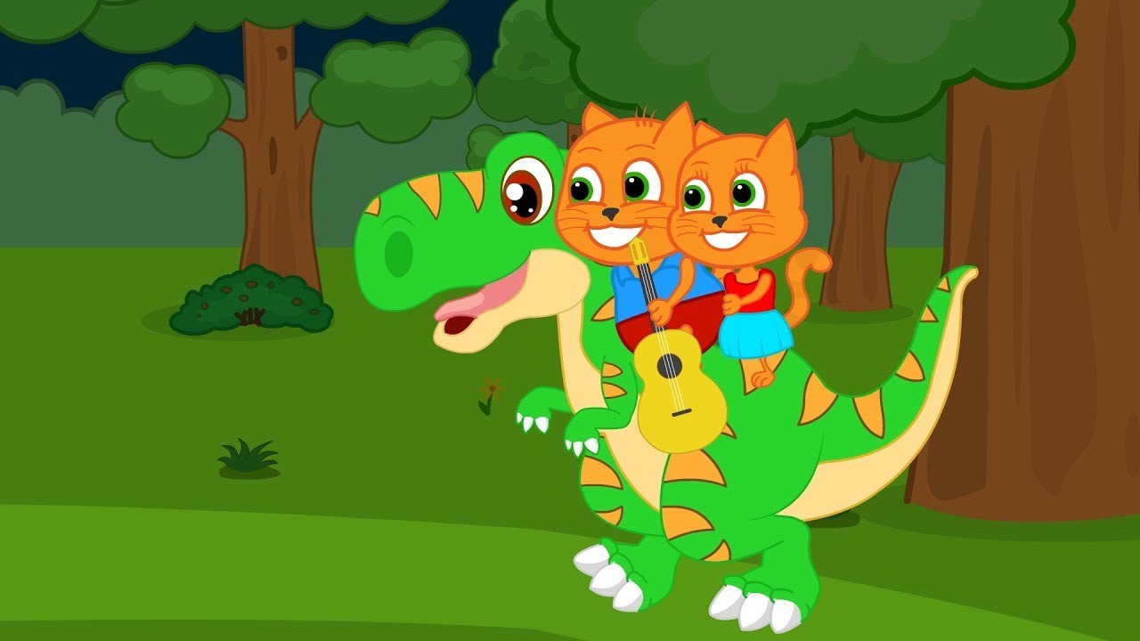 🔴 Cats Family in English - Dinosaur Adventure Cartoon for Kids