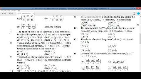 Mathematics Video Test 12. Introduction to Three dimensional Geometry.   Video Question Bank