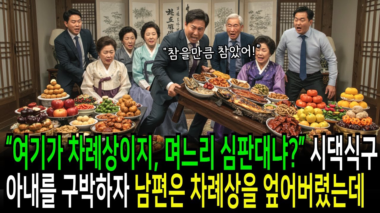 “여기가 차례상이지, 며느리 심판대냐?” “조상님 앞에서까지 밟아대?시댁식구들이  명절 제사때마다 아내를 비난하자 남편이 상를 뒤집어 엎었습니다