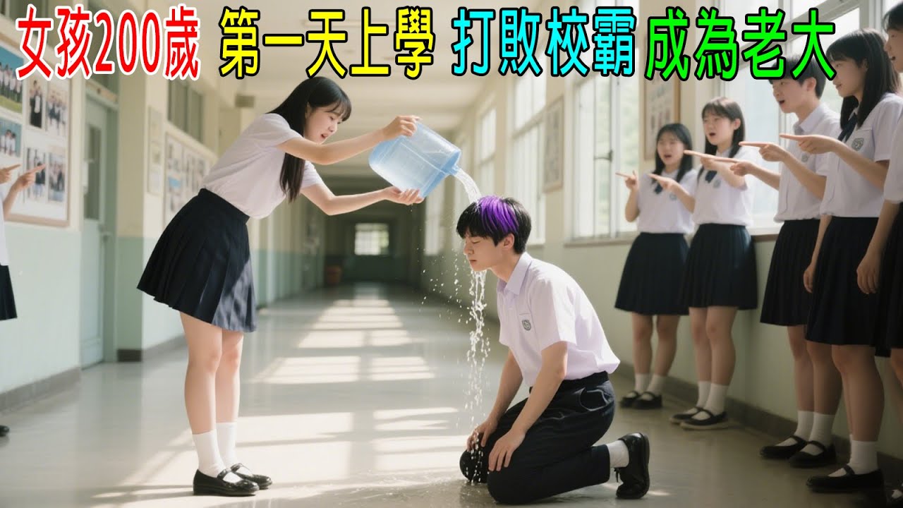 女孩200歲，第一天上學打敗校霸，成爲全校老大！校長都怕她