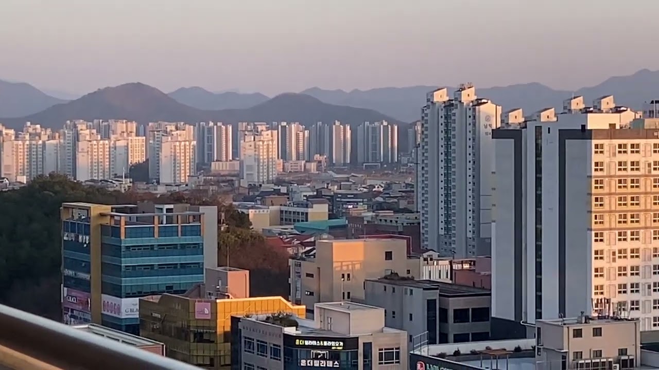 Golden hour mountains in the distance