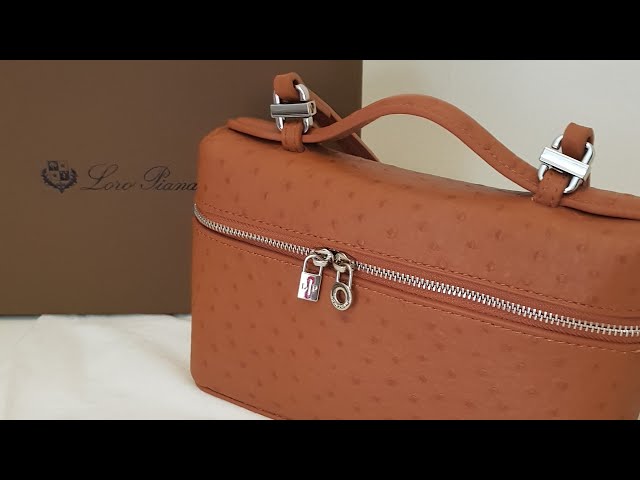 Loro Piana L19 Ostrich Crossbody Bag with Extra Pocket
