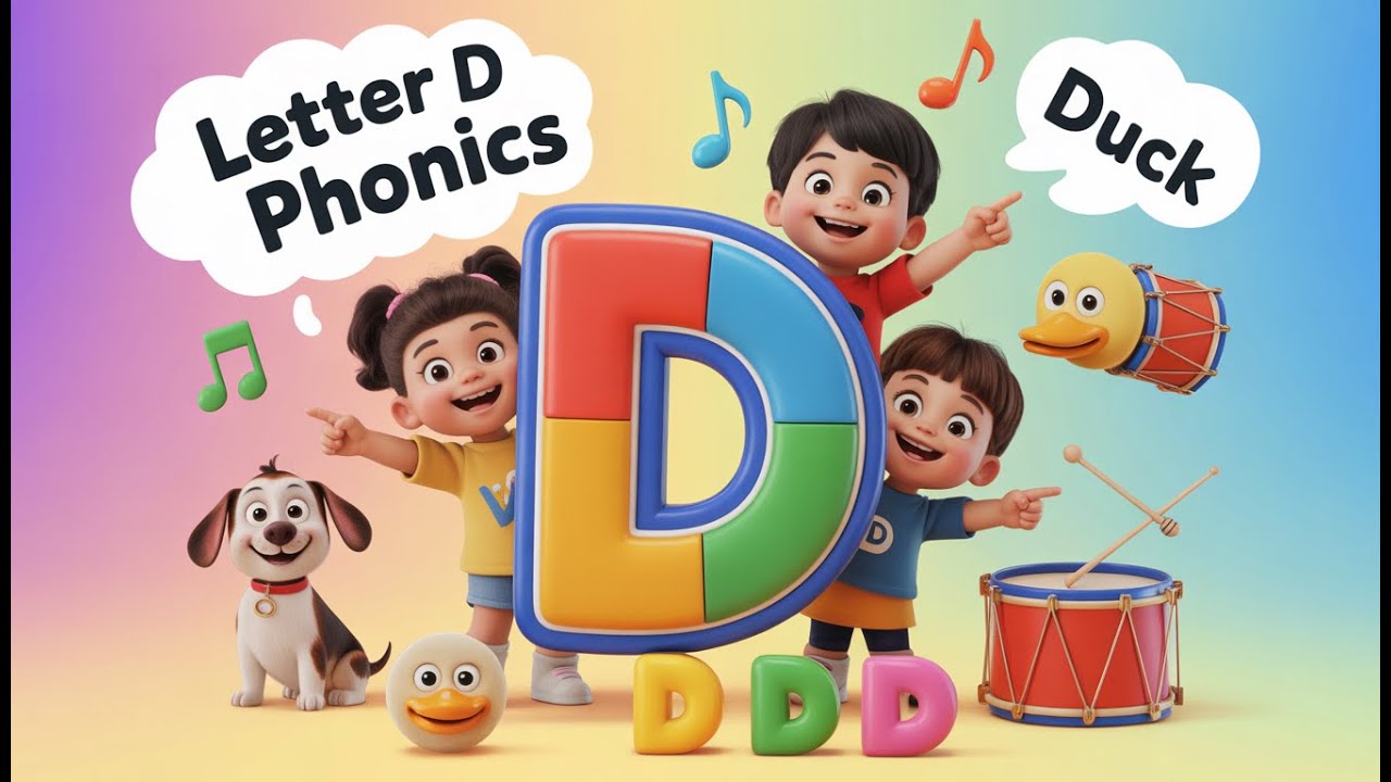 Фонетическая песенка про букву D 🎶 | Изучение звуков алфавита для детей | Изучение звука буквы D 🔤 |