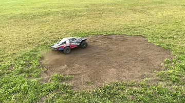 Donuts with our Traxxas Slash BL2S 4x4 in slow motion in dirt
