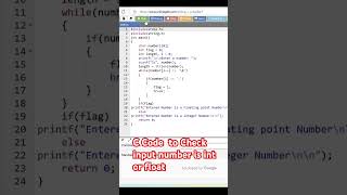 #viralvideo #coding C Code to Check input number is integer or float #shorts