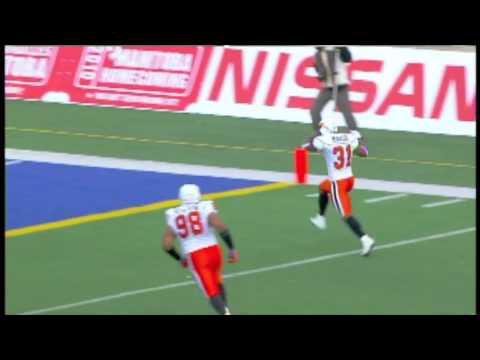 Dante Marsh interception return for a touchdown - October 18, 2009 in Winnipeg