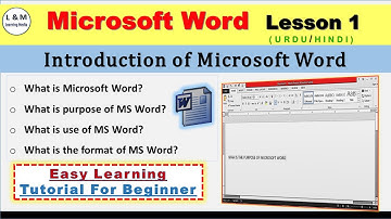 MS Word | Introduction of Microsoft Word | Lesson 1| Urdu/ Hindi