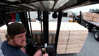 Forklift POV: Unloading and Stocking Lumber Compilation