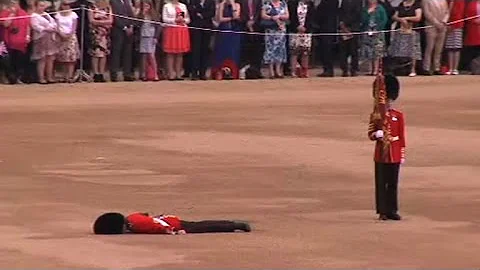 Guardsman collapses at Queen's official birthday p...