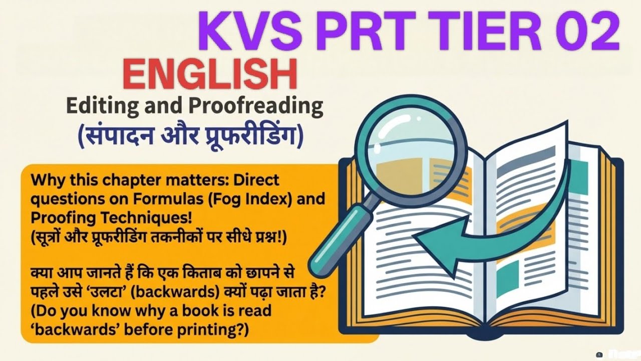 KVS PRT TIER-02 ENGLISH 🔥 Editing & Proofreading | Fog Index Formula | Backwards Reading Trick!