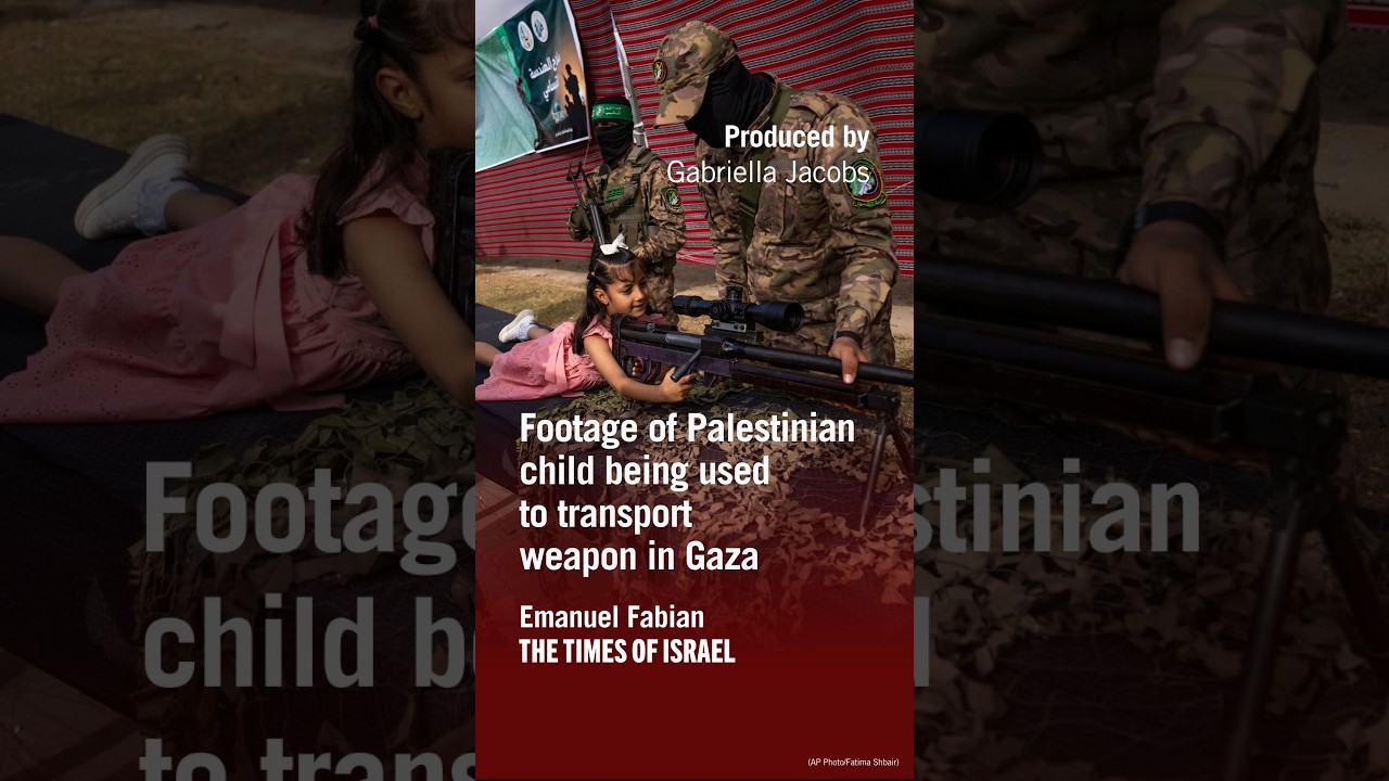 Footage showing a Palestinian child transporting weapons in the central Gaza Strip