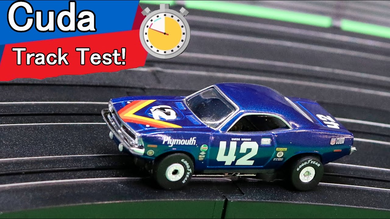Auto World thunderjet ho slot car Plymouth Cuda Track Test & Tune