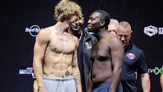 DEJI SPORTS DAD BOD IN FACE OFF WITH VINNIE HACKER AT WEIGH IN AHEAD OF FIGHT - FULL VIDEO