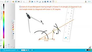 construction of parallelogram when length if base line ,diagonal and angke made by diagonal with