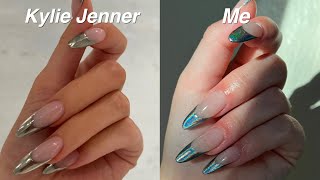 Recreating Kylie Jenner’s chrome french tip nails *EASY GELX NAILS*
