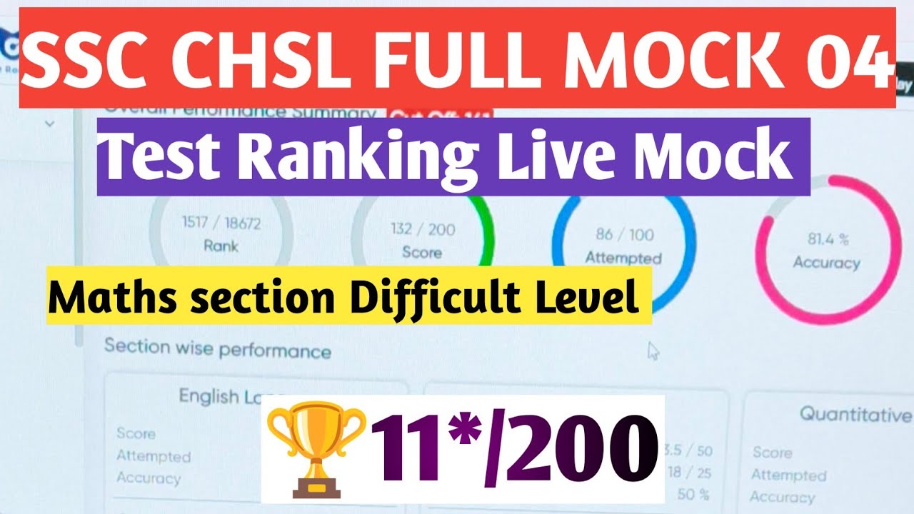 Test Ranking Ssc Test Ranking SSC CHSL Tier 1 mock Test 04 | #ssc #ssccgl #mathsSSC #cgl ...