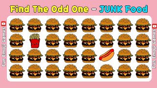 Find the ODD One Out - Junk Food Edition 🍔🍕🍩 Easy, Medium, Hard - 30 Levels Emoji Quiz