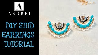 Brick Stitch Earrings || DIY Stud Beaded Earrings (Guinevere)