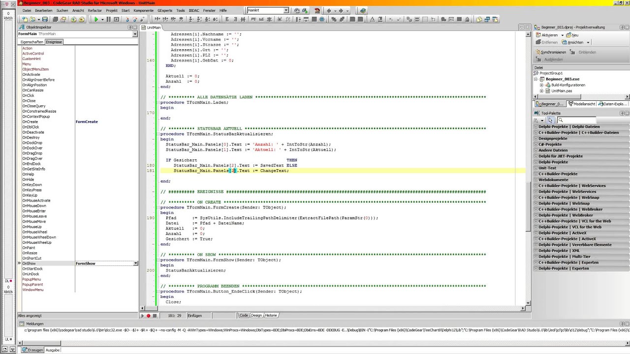 Delphi PC-Heil Tutorial Deutsch für Anfänger 003 Adressverwaltung 1 - YouTube