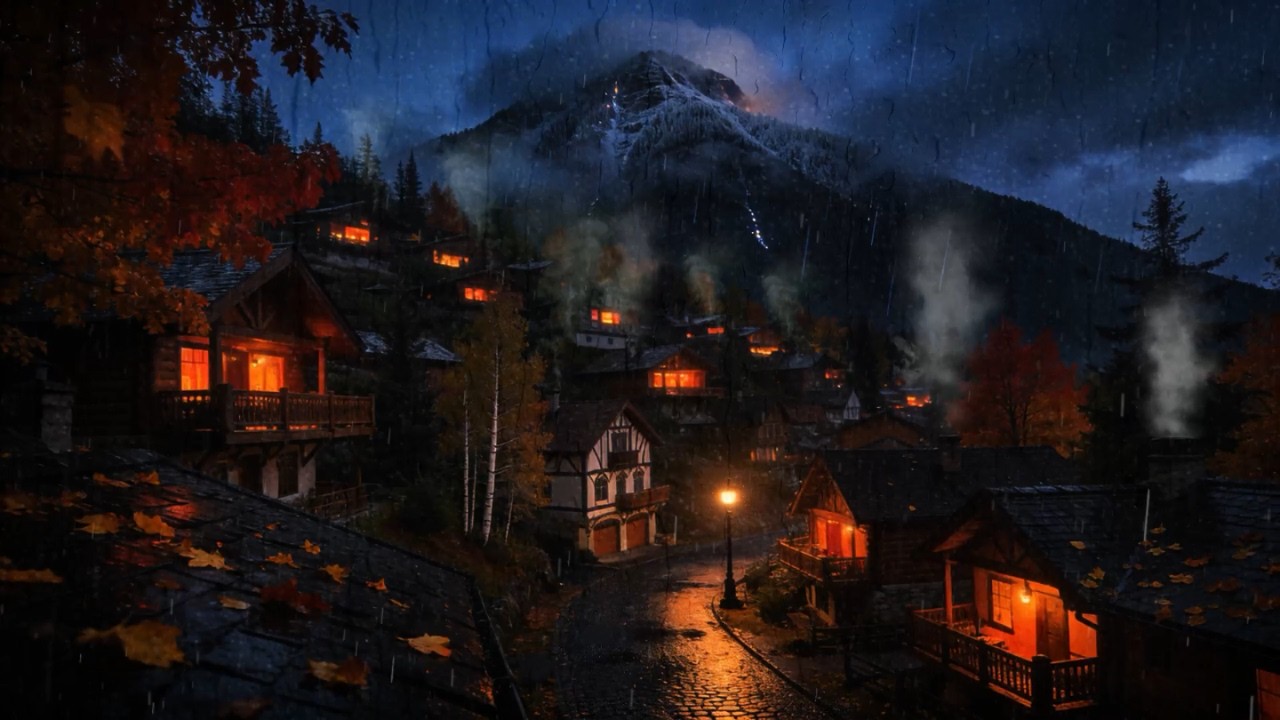 Night Rain Over a Quiet Mountain Village 🌙 Soothing Rainfall for Deep Sleep & Relaxation