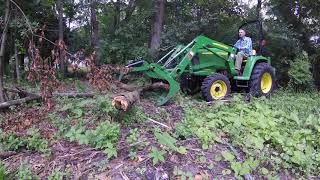 John Deere 3038e ***COMPACT UTILITY 4WD TRACTOR-WORKING HARD***  clearing the land