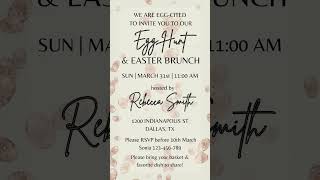 Editable Easter Egg Hunt Video Invitation Template Easter Brunch Digital Evite Template #easterideas