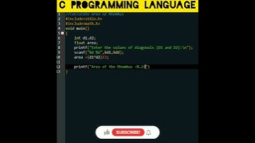 #C To calculate area of Rhombus in C | Computer Programming | #shorts #coding #programming #C