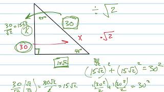 Given a side length on a 30-60-90 or 45-45-90 triangle, find the other two side lengths.