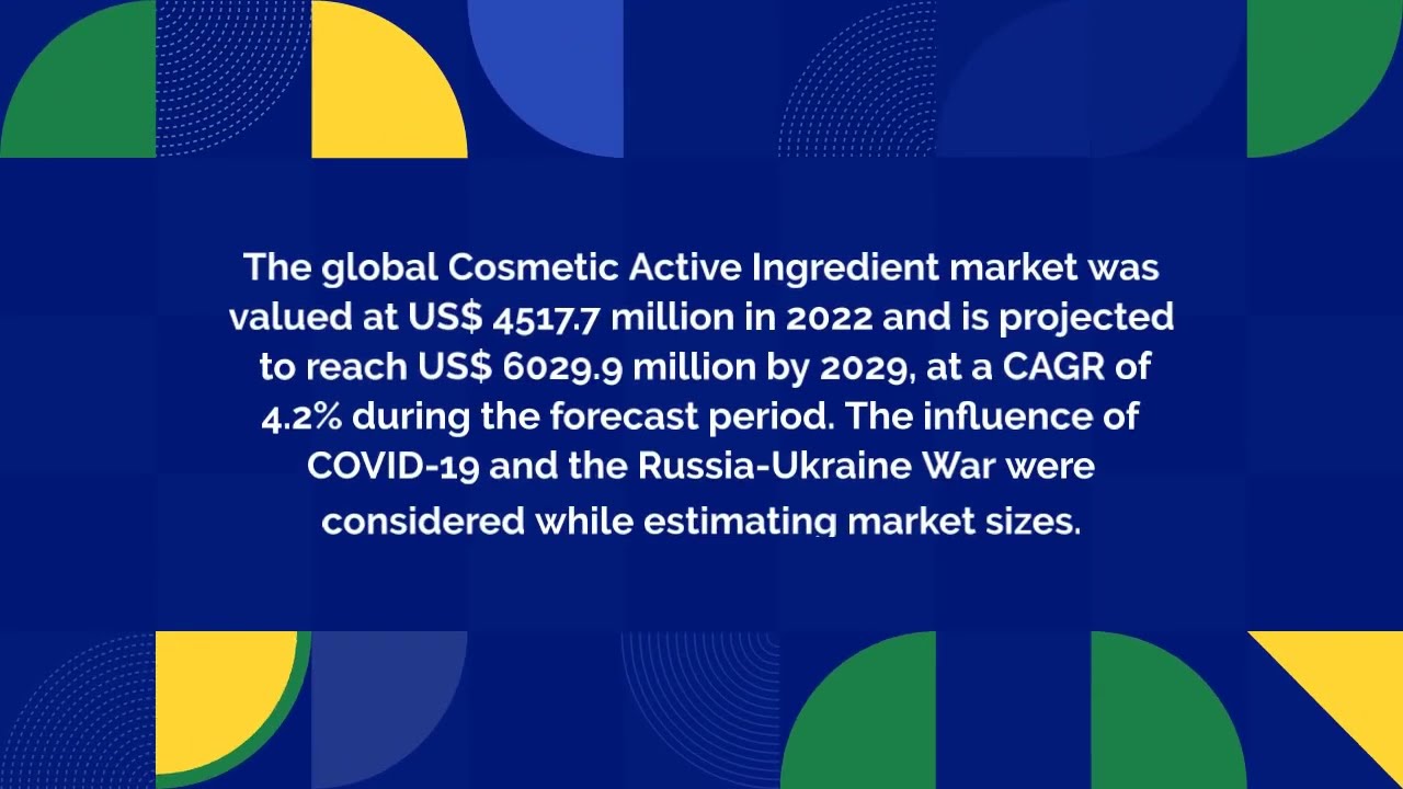 Cosmetic active ingredient Market Size, Production, Price, Import, Export, volume 2023 to 2029