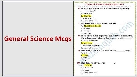 General Science Mcqs - Most Repeated General Science Questions