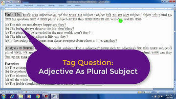 Tag Question: Adjective As Plural Subject (in Bangla)